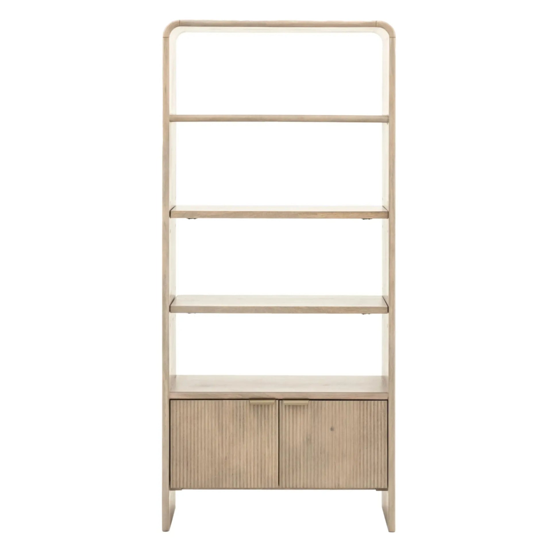 Curved Edge Mango Wood Open Display Shelf Unit 2