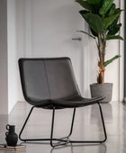 Dark Charcoal Curved Seat Faux Leather Chair