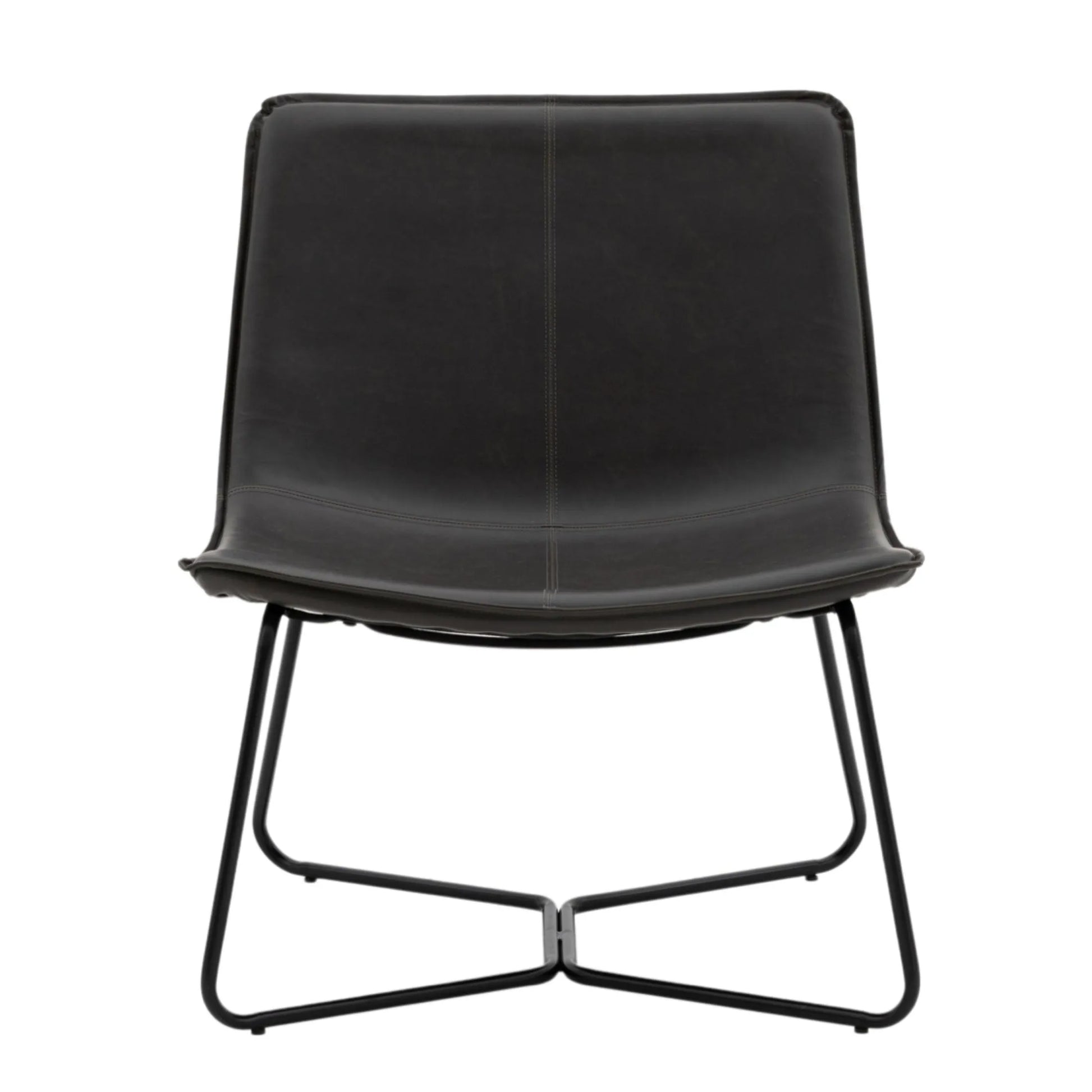 Dark Charcoal Curved Seat Faux Leather Chair 5