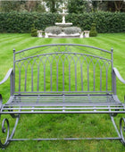 Dark Grey Metal Rocking Garden Bench - The Farthing