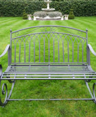 Dark Grey Metal Rocking Garden Bench - The Farthing