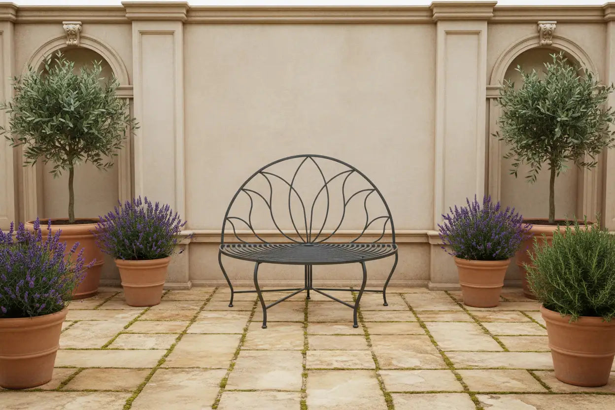 Dark Grey Semi Circle Garden Bench 5
