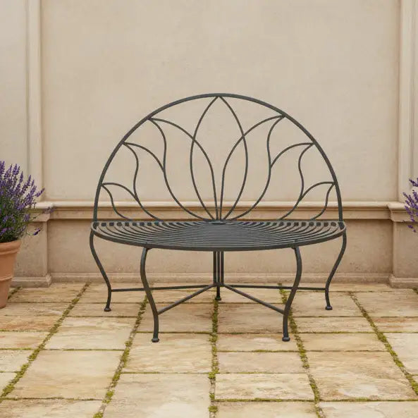 Dark Grey Semi Circle Garden Bench 1