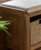 Dark Oak Padded Top Storage Bench 5