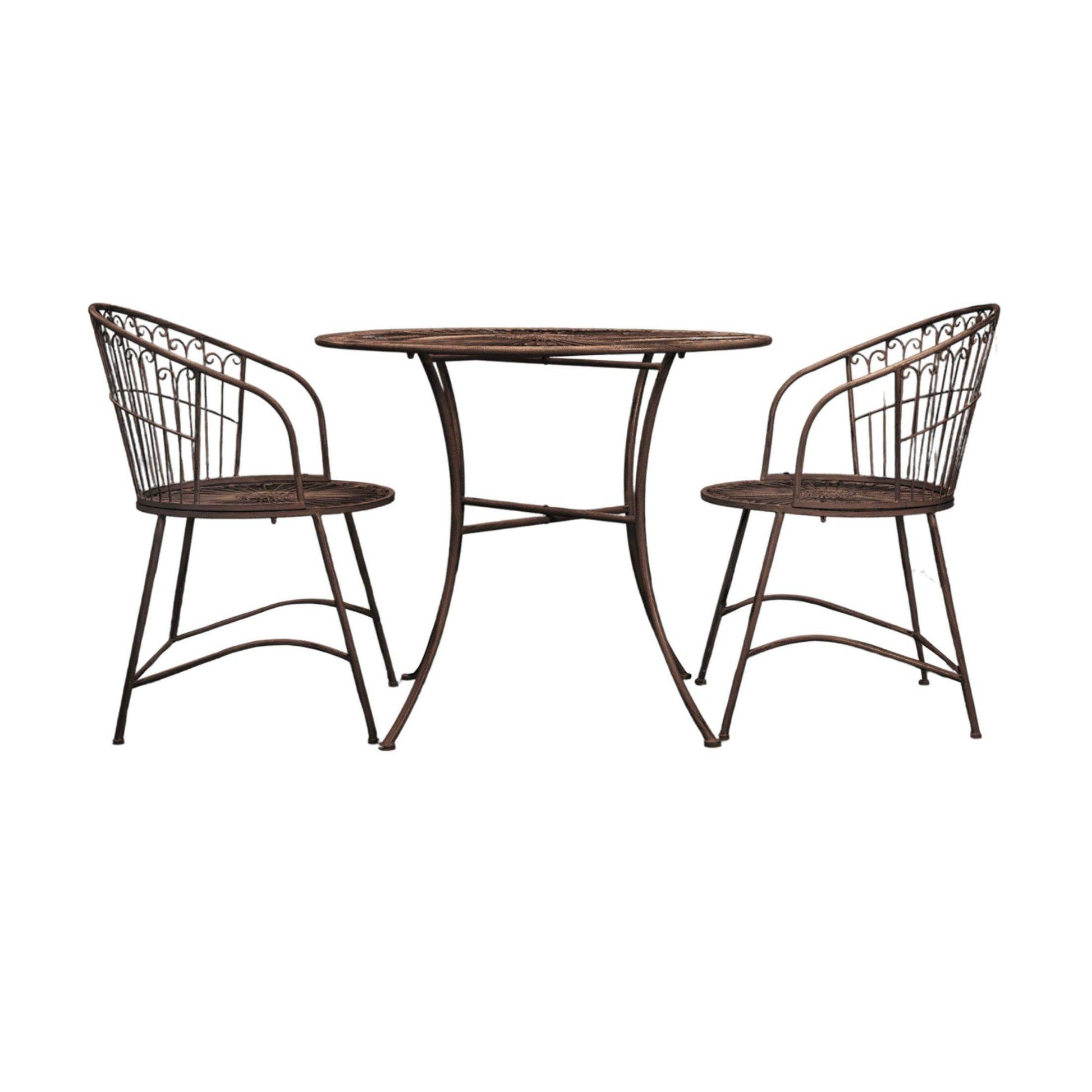 Dark Distressed Traditional Metal 2 Seater Bistro Set - The Farthing