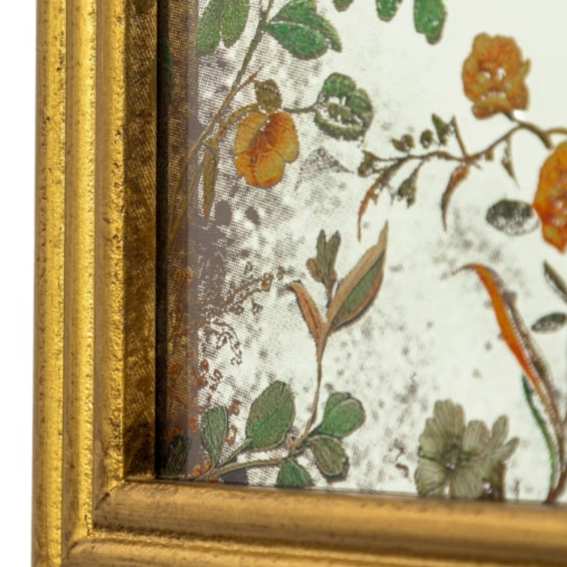 Floral patterned fabric with a gold frame