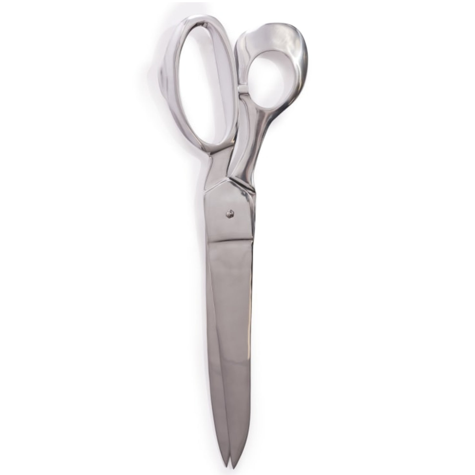 Silver scissors on a white background