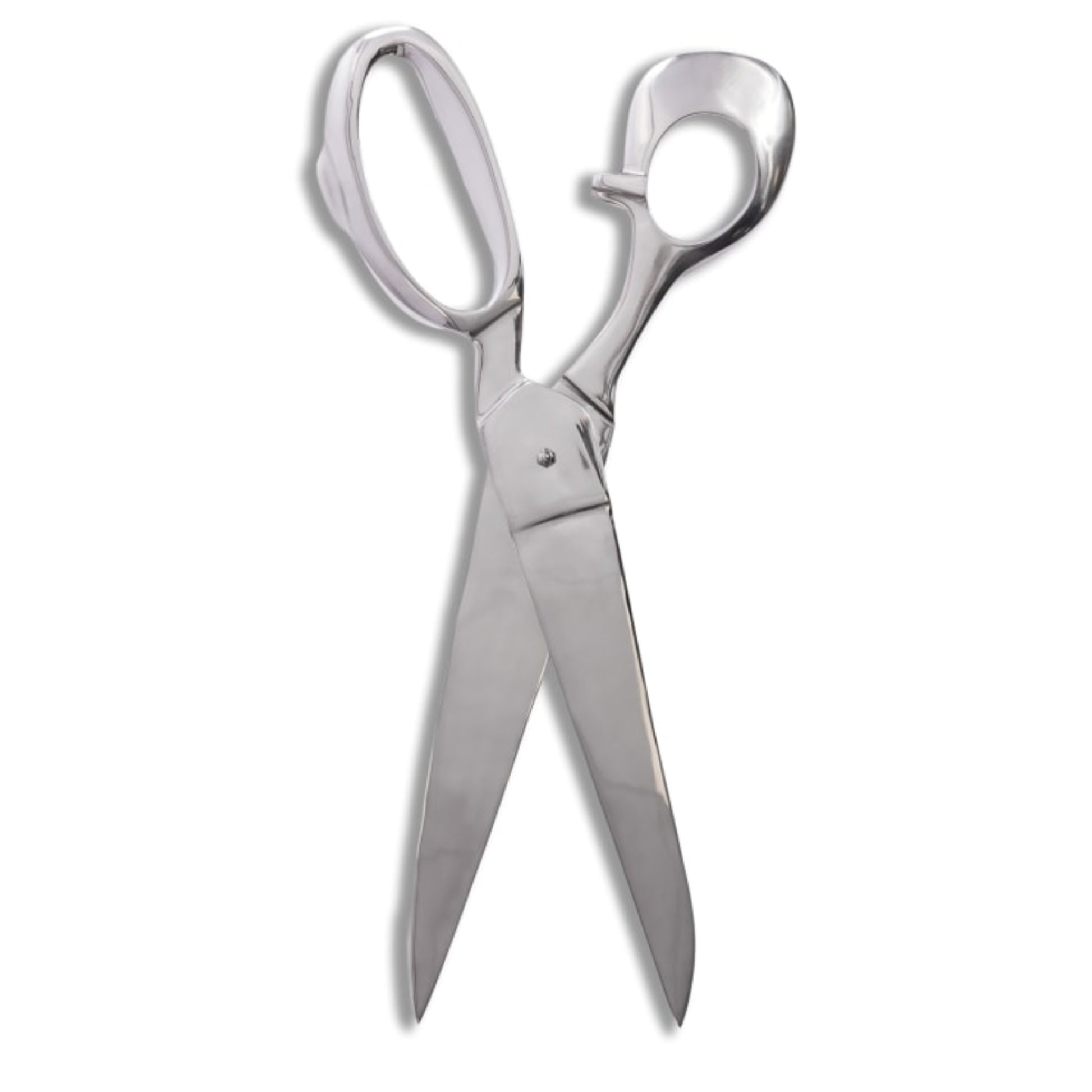 Silver scissors on a white background