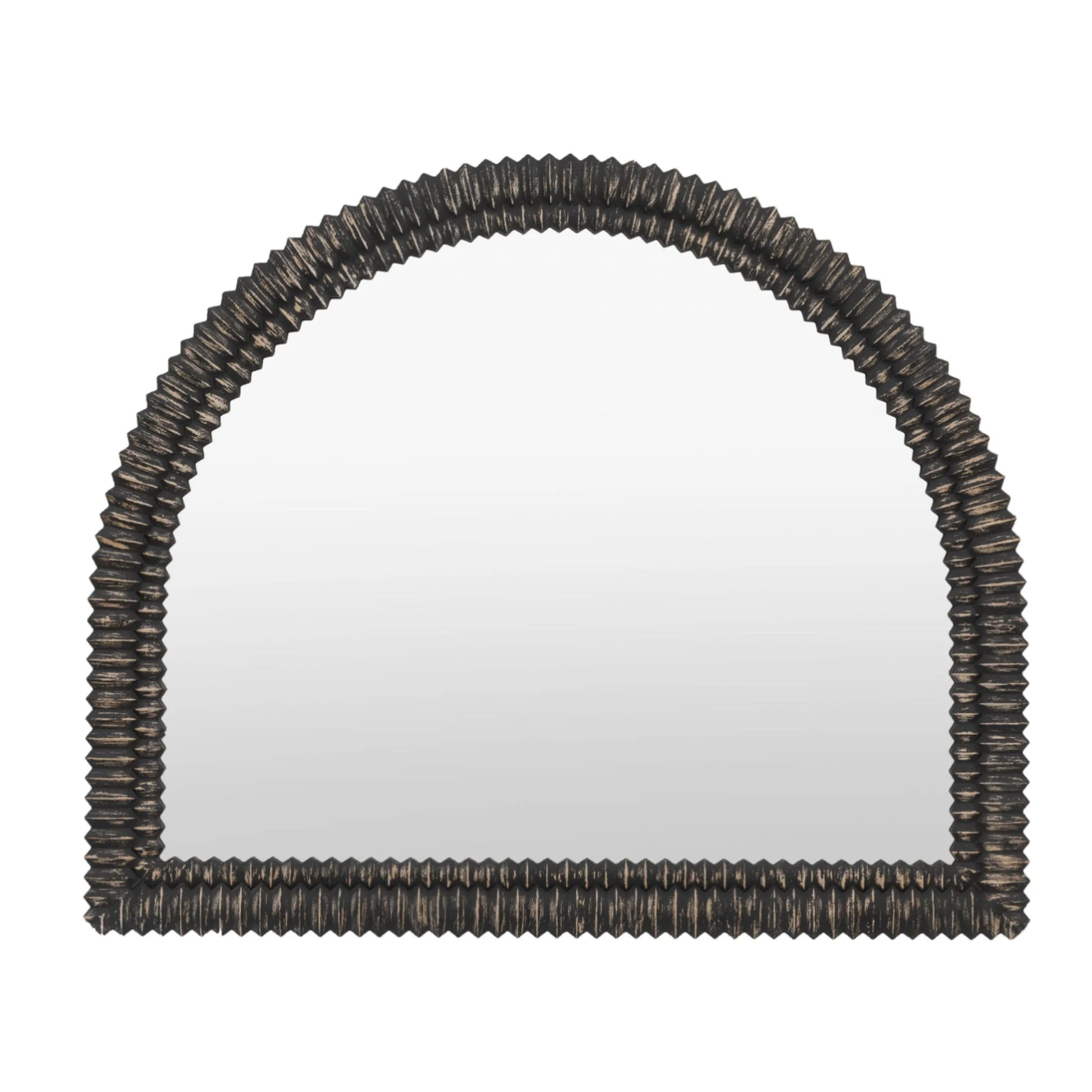 Distressed Black Wash Ribbed Arched Mirror 4