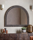 Distressed Black Wash Ribbed Arched Mirror 54