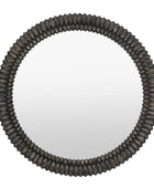 Distressed Black Wash Ribbed Round Mirror 3