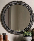 Distressed Black Wash Ribbed Round Mirror 6