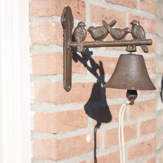 Distressed Cast Iron Bird Garden Wall Bell - The Farthing