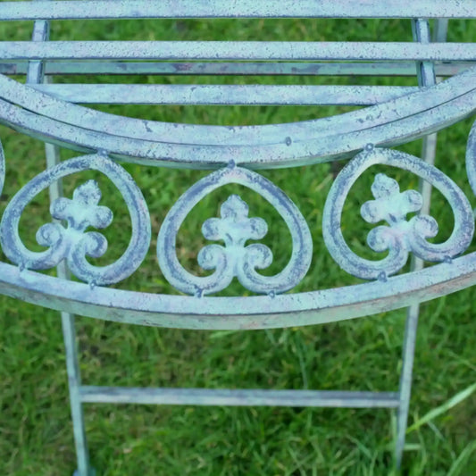 Distressed Teal Metal 2 Seater Bistro Set