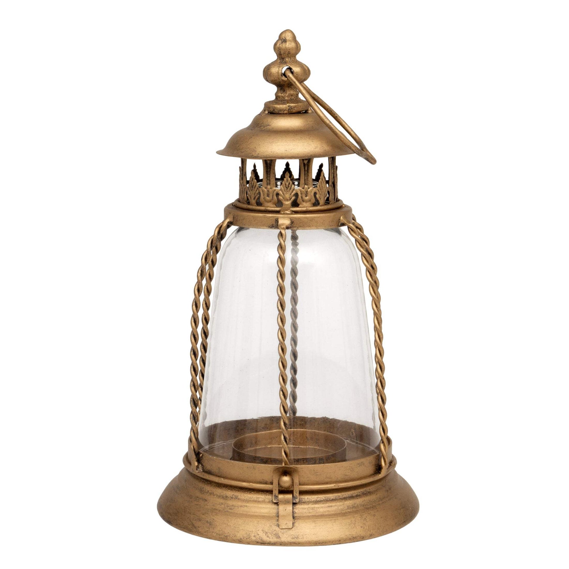 Distressed Gold Candle Lantern - The Farthing