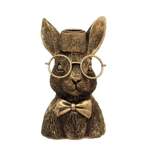 Distressed Gold Hare Candleholder