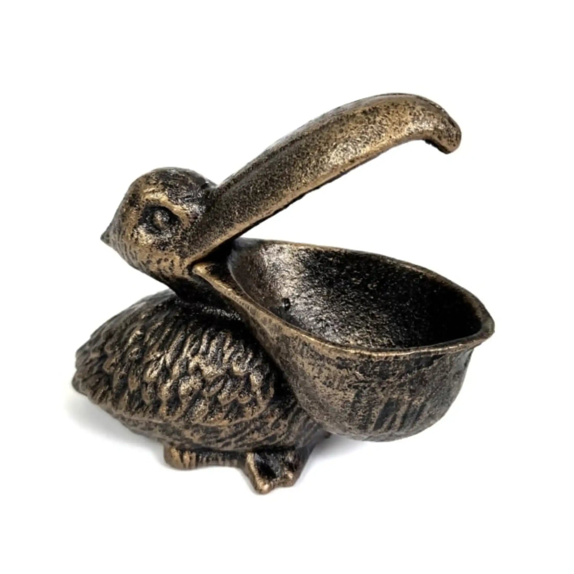 Distressed Gold Metal Pelican Trinket Dish 1