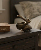 Distressed Gold Metal Pelican Trinket Dish