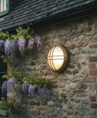 Distressed Gold Round Outdoor Bulkhead Light