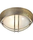 Distressed Gold Round Outdoor Bulkhead Light
