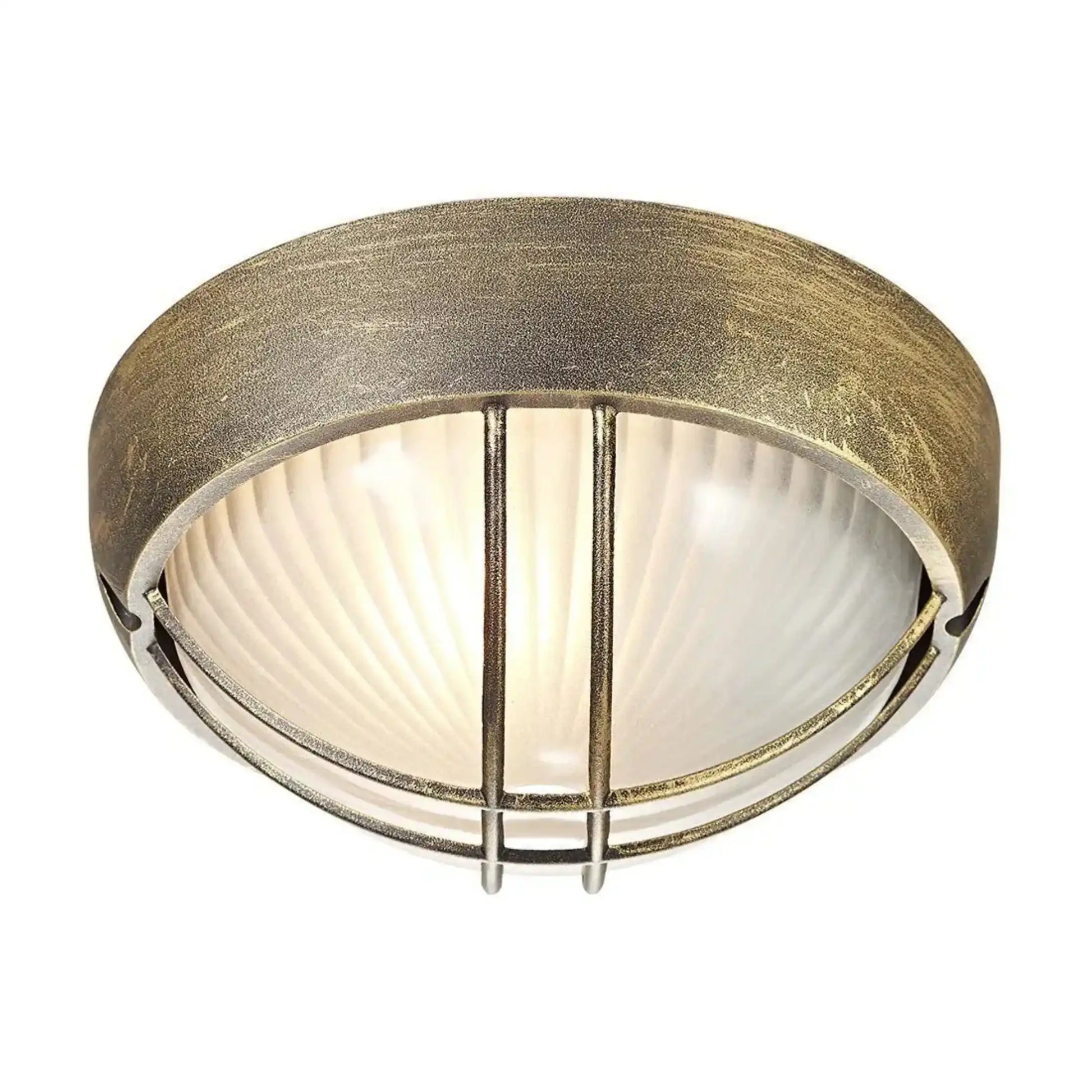 Distressed Gold Round Outdoor Bulkhead Light