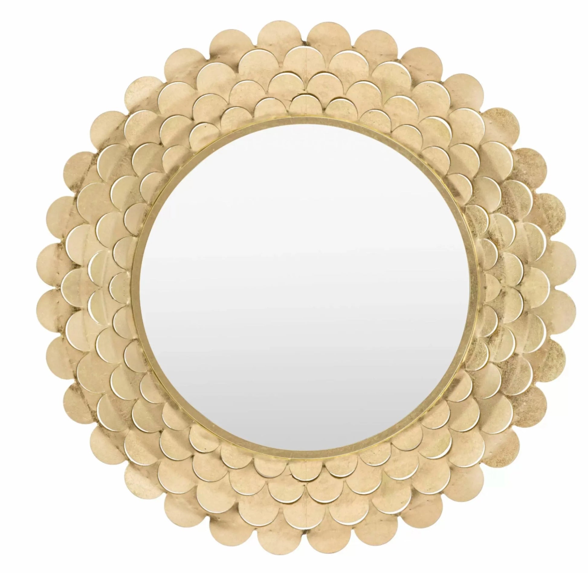 Distressed Gold Scallop Round Mirror 4