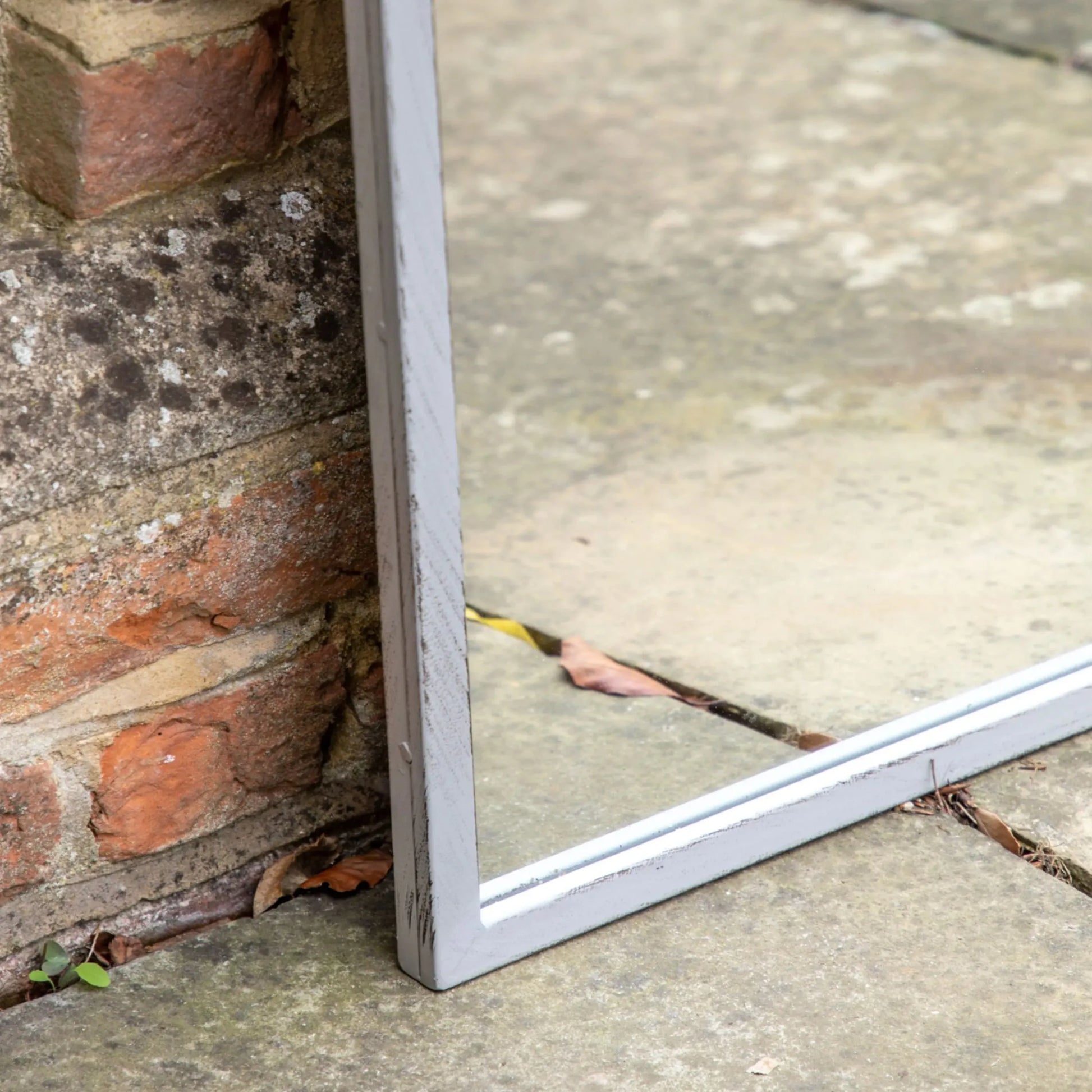 Distressed Grey Curved Arched Garden Wall Mirror