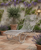 Distressed Grey Metal Garden Lounger - The Farthing