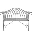 Distressed Grey Scrolled Arm Metal Garden Bench - The Farthing