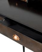 Black desk with a bronze handle on a white background
