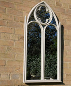 Distressed Off White Gothic Window Inspired Outdoor Garden Wall Mirror - The Farthing