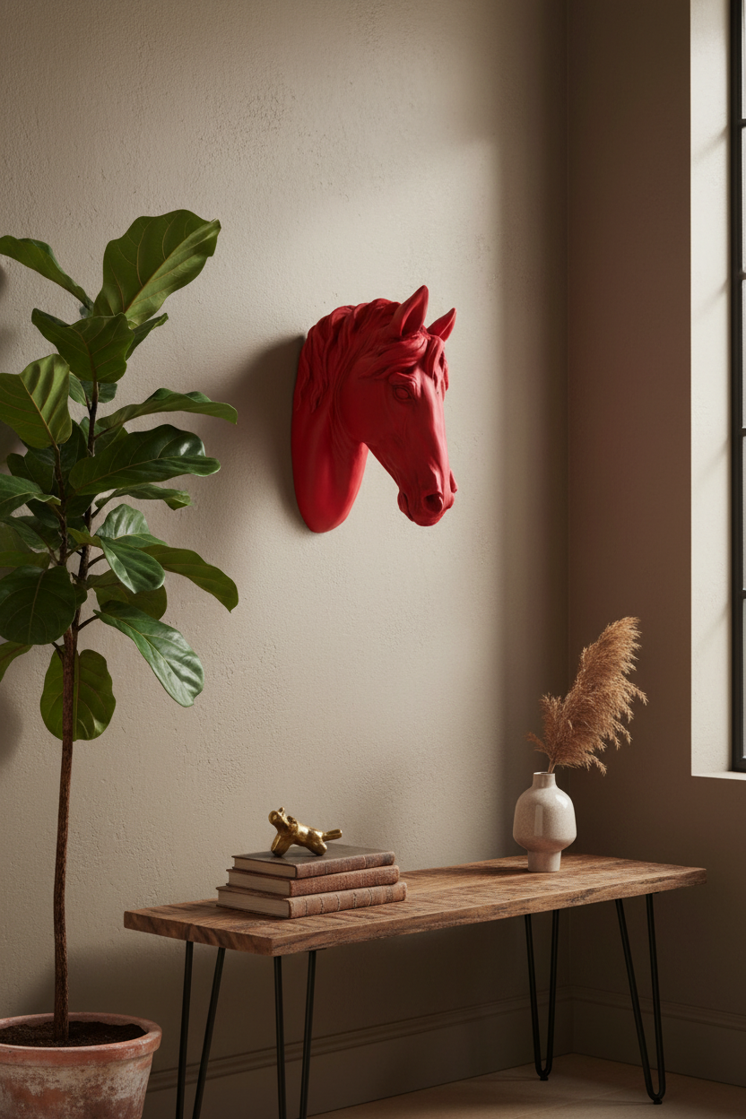 Distressed Pink Horse Head Wall Decoration 5