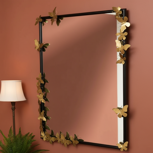 Distressed Rectangular Butterfly Wall Mirror