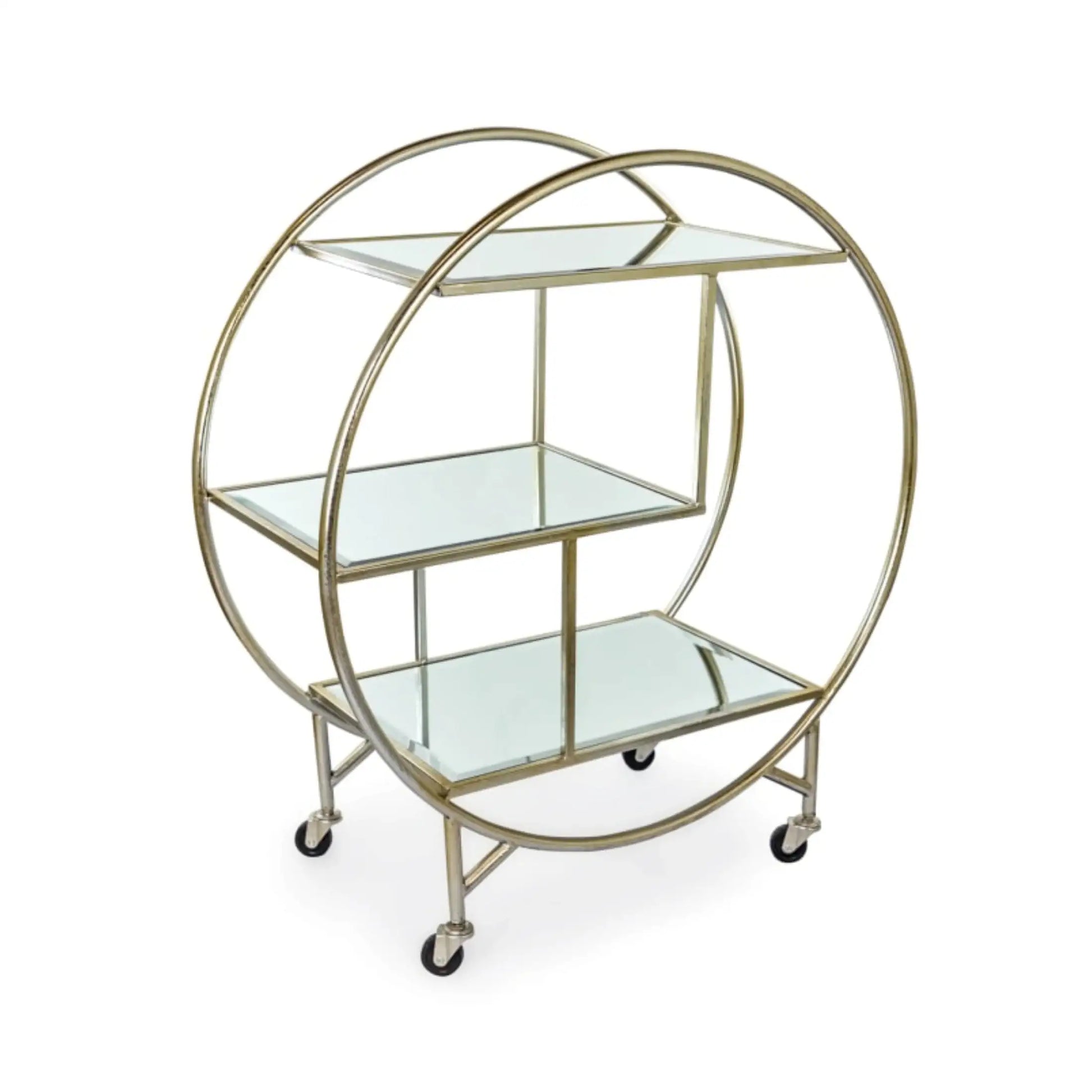 Distressed Silver Art Deco Drinks Trolley