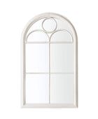 Distressed White Arched Outdoor Garden Wall Mirror - The Farthing