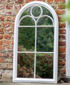 Distressed White Arched Outdoor Garden Wall Mirror - The Farthing