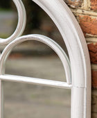 Distressed White Arched Outdoor Garden Wall Mirror - The Farthing