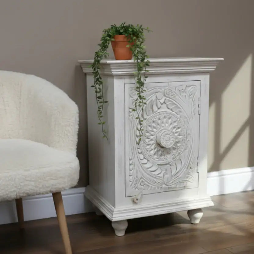 DistressedWhiteCravedWoodCabinet3