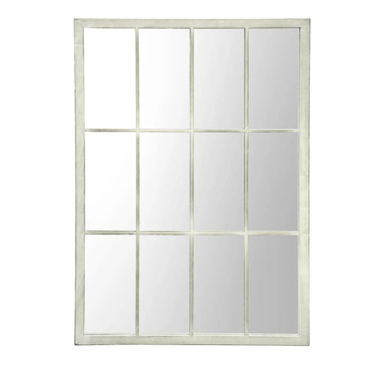 Distressed White Outdoor Garden Window Wall Mirror