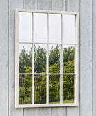 Distressed White Outdoor Garden Window Wall Mirror FARTHING