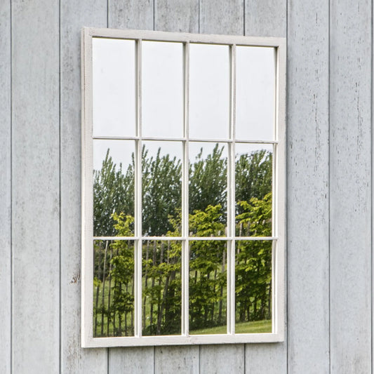 Distressed White Outdoor Garden Window Wall Mirror FARTHING