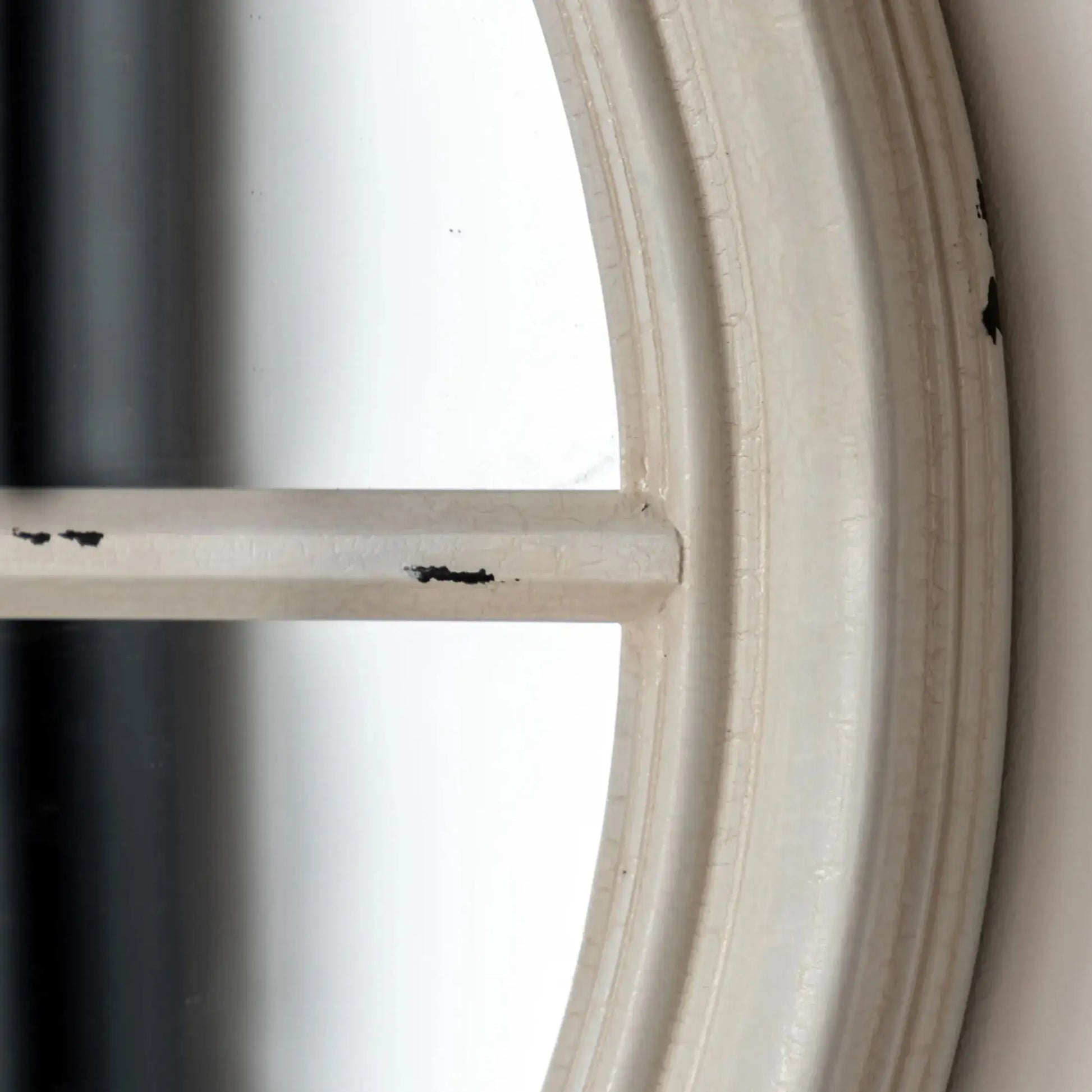 Distressed White Round Window Mirror 5