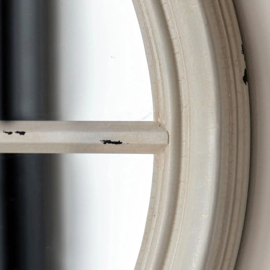 Distressed White Round Window Mirror 5