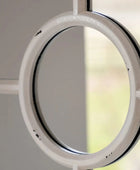 Distressed White Round Window Mirror 1
