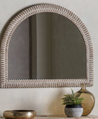 Distressed White Wash Ribbed Arched Mirror