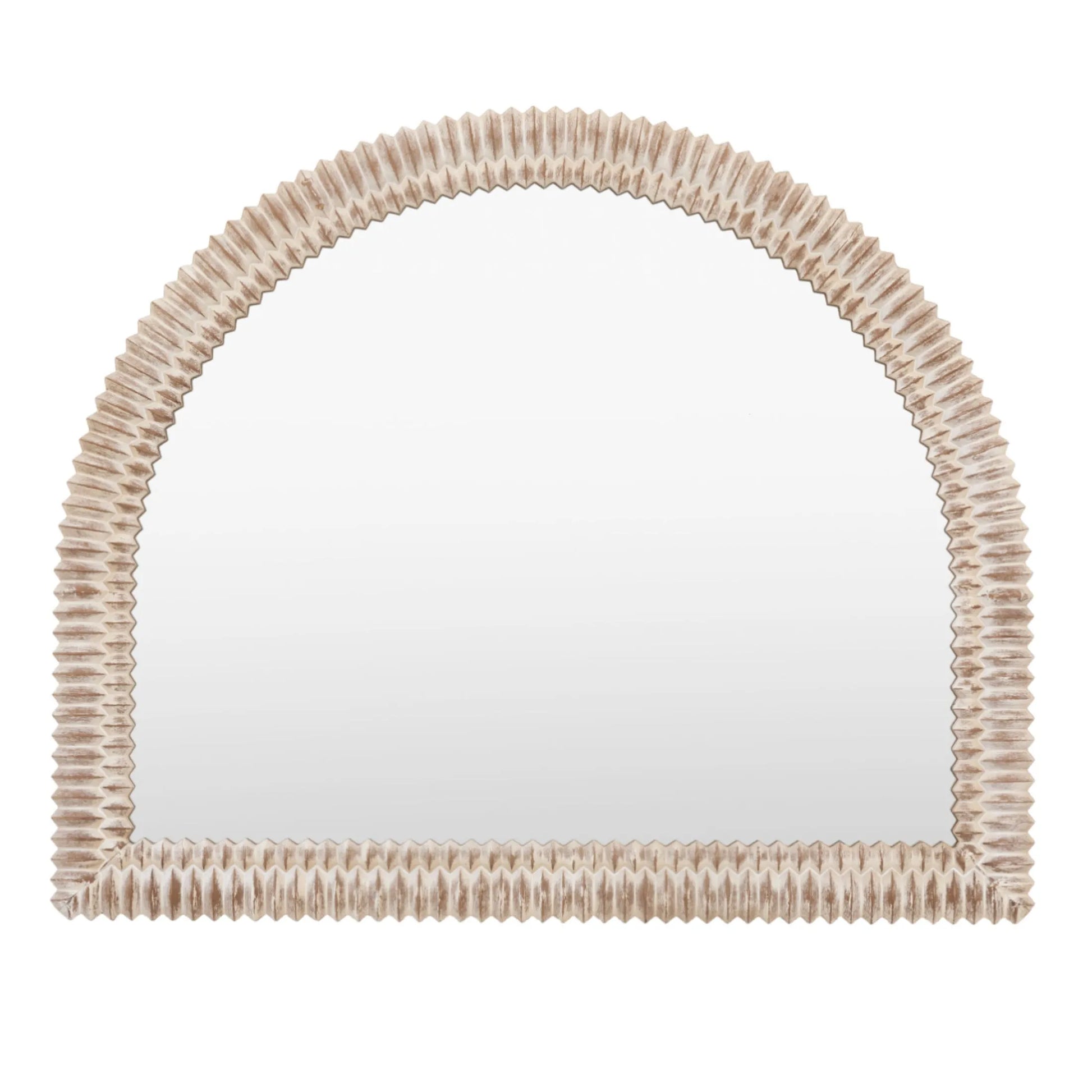 Distressed White Wash Ribbed Arched Mirror 1