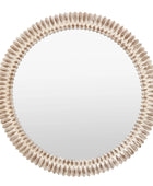 Distressed White Wash Ribbed Round Mirror 2