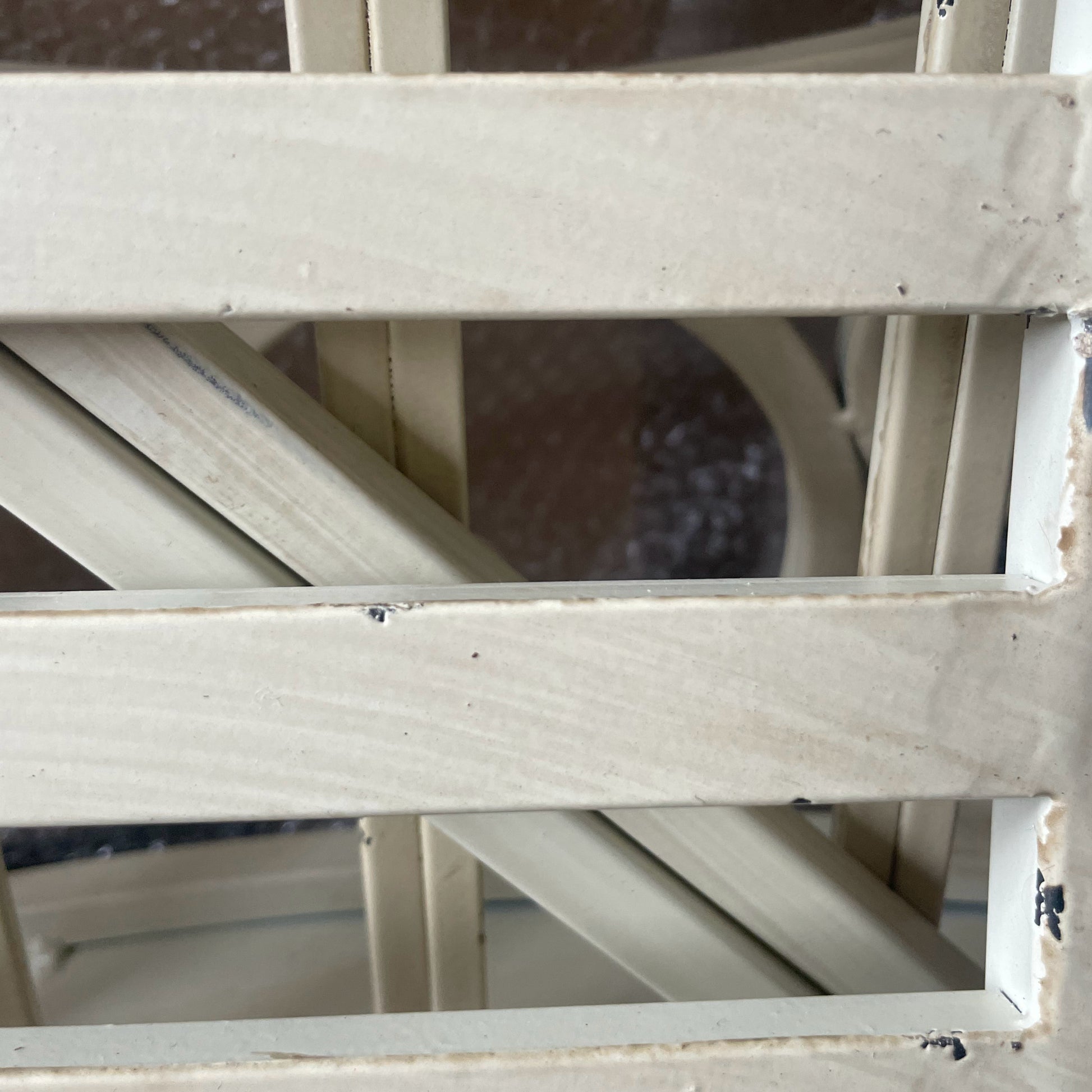 Close-up of a wooden crate with visible grain and texture.