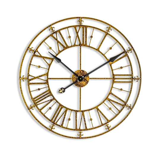 Distressed Gold Skeleton Wall Clock