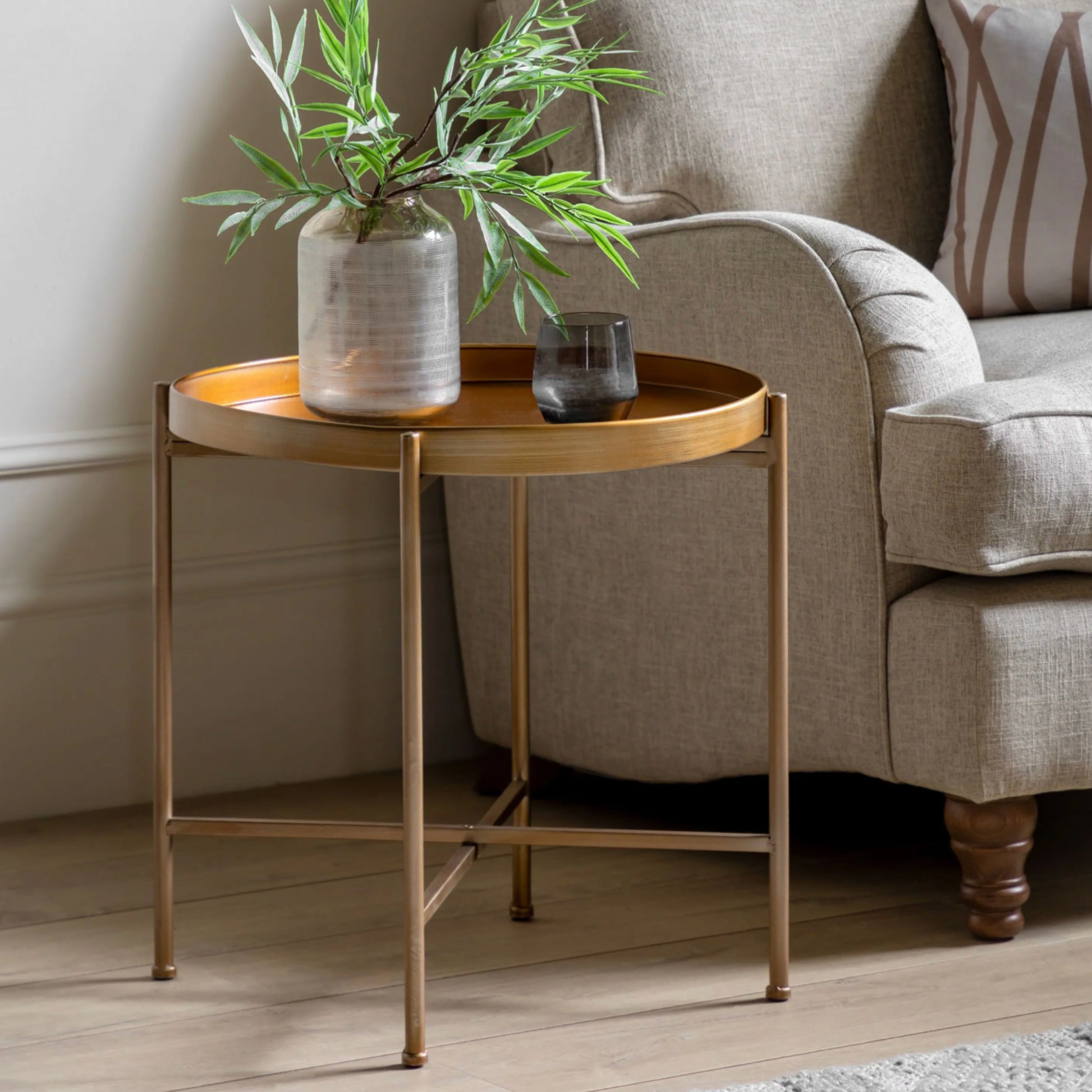 Distressed Gold Tray Table